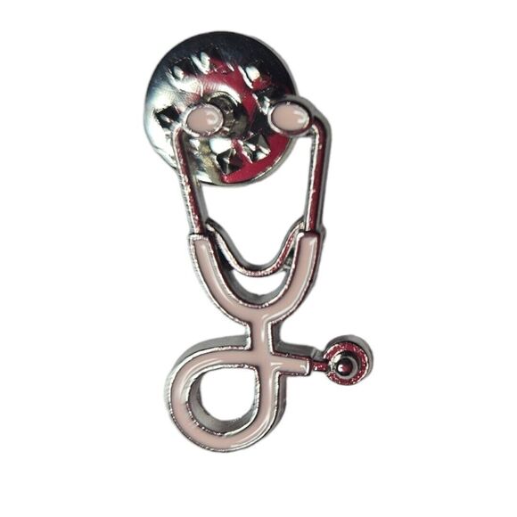 No Brand Jewelry Medical Stethoscope Enamel Pin Doctor Nurse Brooch Pin Jacket Badge Pink